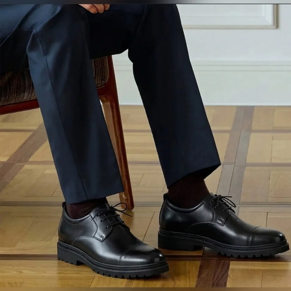 New CMR Men's Chamaripa Height Increasing Leather Oxford Shoes